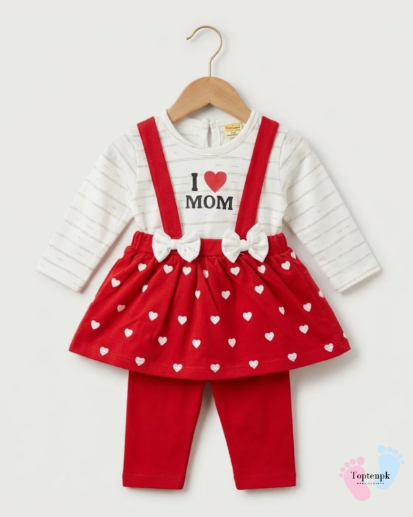 0-3 Months Baby Girl I Love Mom Skirt Set