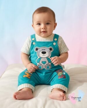 tp-bear-dungaree-set-teal 0-6 Months Baby Dungaree Set