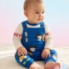 tp-cartoon-mouse-dungaree-set-blue-2 0-3 Months Mickey Mouse Print Romper