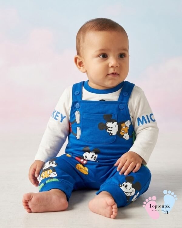 tp-cartoon-mouse-dungaree-set-blue-3 0-3 Months Mickey Mouse Print Romper
