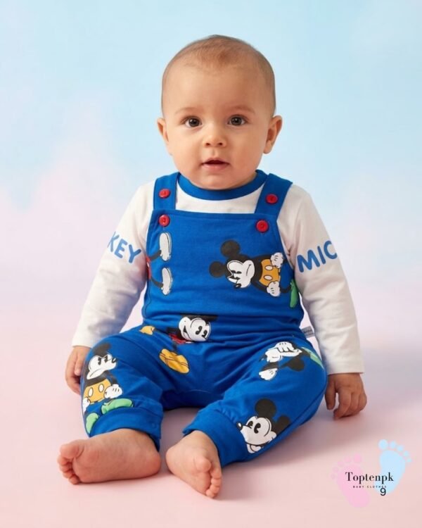 tp-cartoon-mouse-dungaree-set-blue 0-3 Months Mickey Mouse Print Romper