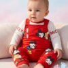 tp-cartoon-mouse-dungaree-set-red 0-3 Months Mickey Mouse Print Romper