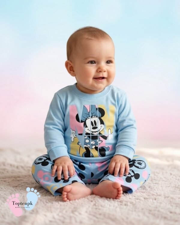 tp-cartoon-print-sweatshirt-set-baby-blue 0-3 Months Baby Mickey Mouse Set