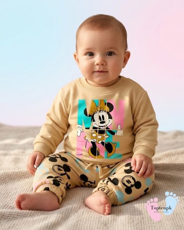 tp-cartoon-print-sweatshirt-set-beige 0-3 Months Baby Mickey Mouse Set