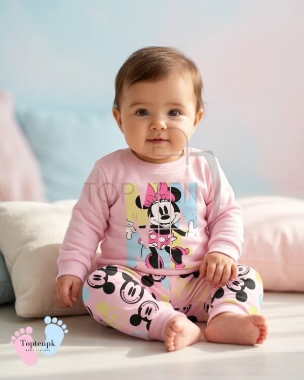 tp-cartoon-print-sweatshirt-set-pink 0-3 Months Baby Mickey Mouse Set