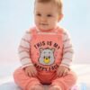tp-happy-face-bear-set-peach 0-3 Months Baby Happy Face Bear Dungaree Set