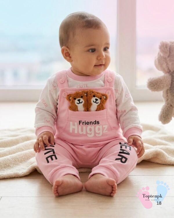 tp-huggz-friends-dungaree-set-pink 0-3 Months Baby Huggz Friends Dungaree Set