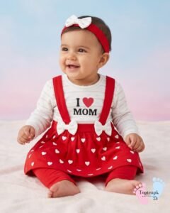 0-3 Months Baby Girl I Love Mom Skirt Set