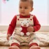 tp-lucky-bear-dungaree-set-red 0-3 Months Baby Romper Bear Pocket Set
