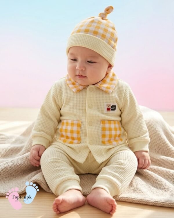 tp-newborn-gingham-set-cream New Born Gingham Collar Set