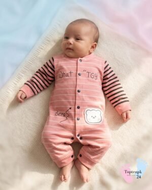 New Born Baby Pink Black Stripes Set