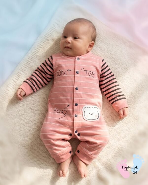 New Born Baby Pink Black Stripes Set