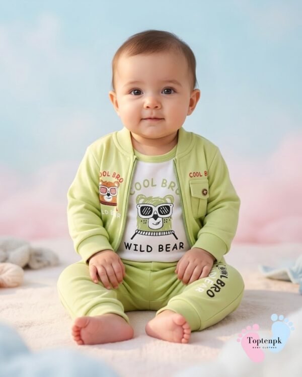 tp-wild-bear-jacket-set-green Baby Wild Bear 3-Piece Jacket Set
