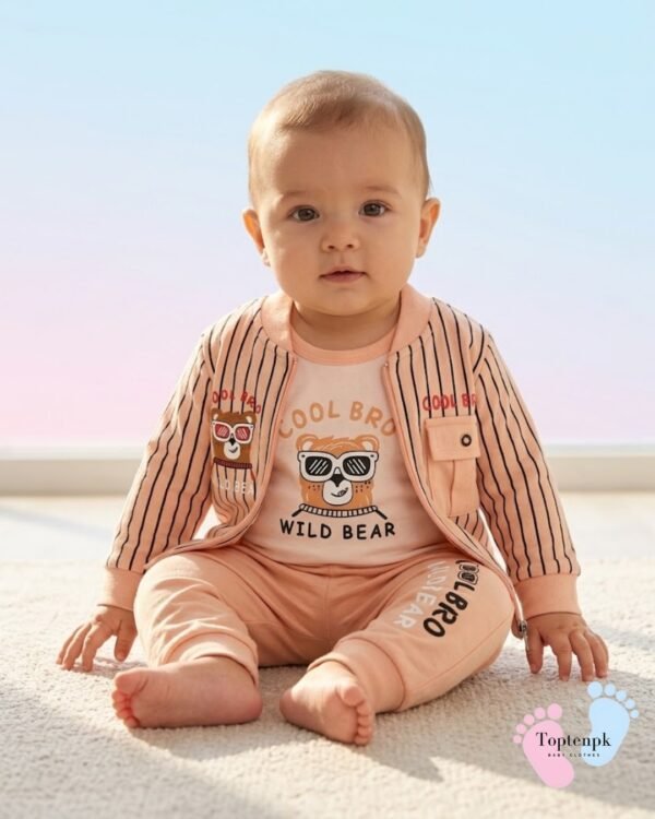 tp-wild-bear-jacket-set-peach Baby Wild Bear 3-Piece Jacket Set